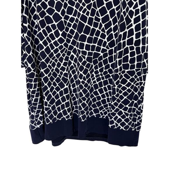 Michael Kors Navy Blue & White Stretchy Long Sleeve Boat Neck Midi Dress Size 3X - Picture 6 of 10